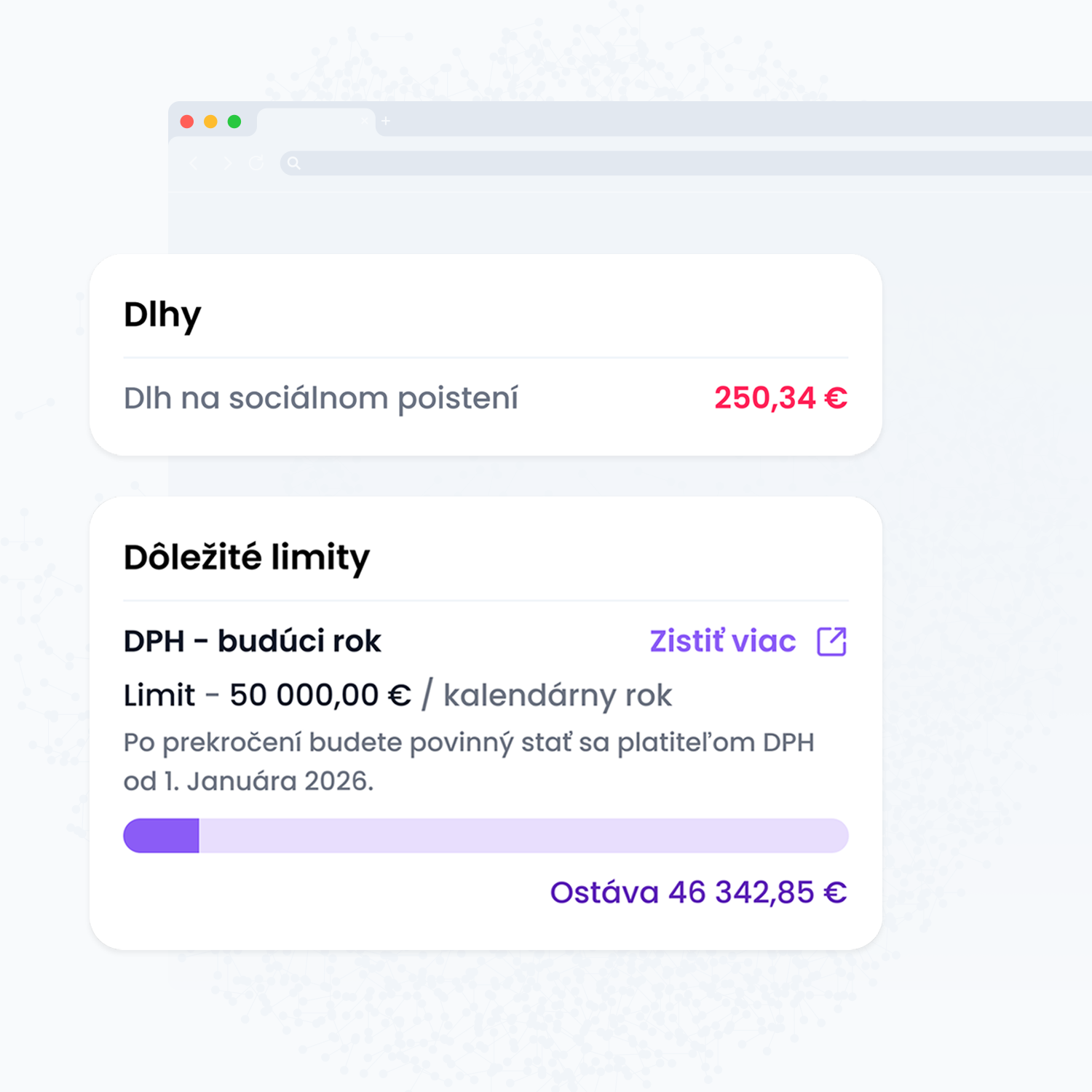 Prehľad limitov, dlhov a DPH vo Fintoro - kontrola odvodov a dane z príjmu pre živnostníkov
