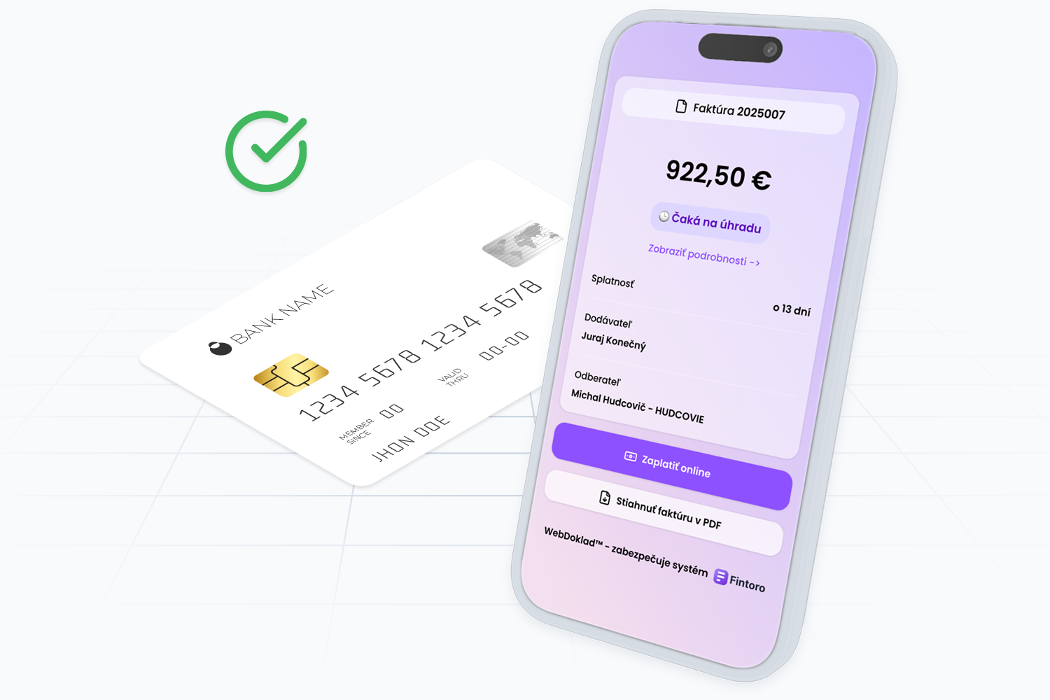 Prijímanie platieb vo Fintoro - online platba za faktúru kartou alebo prevodom v mobile