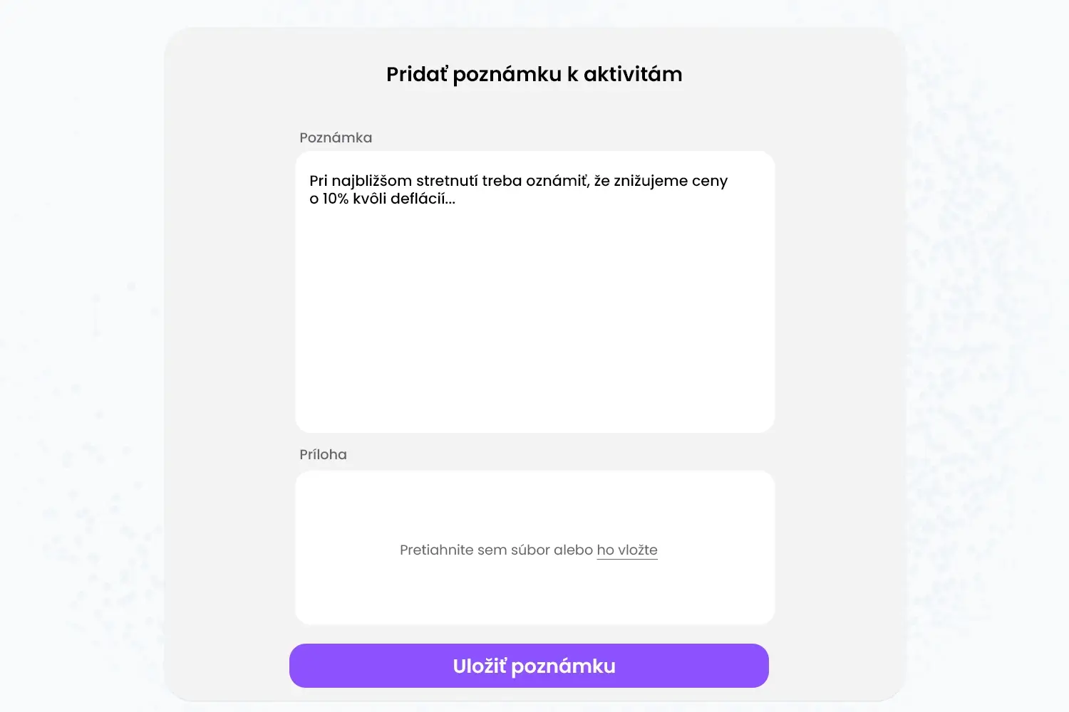 Interné poznámky a úlohy pri obchodných prípadoch vo Fintoro