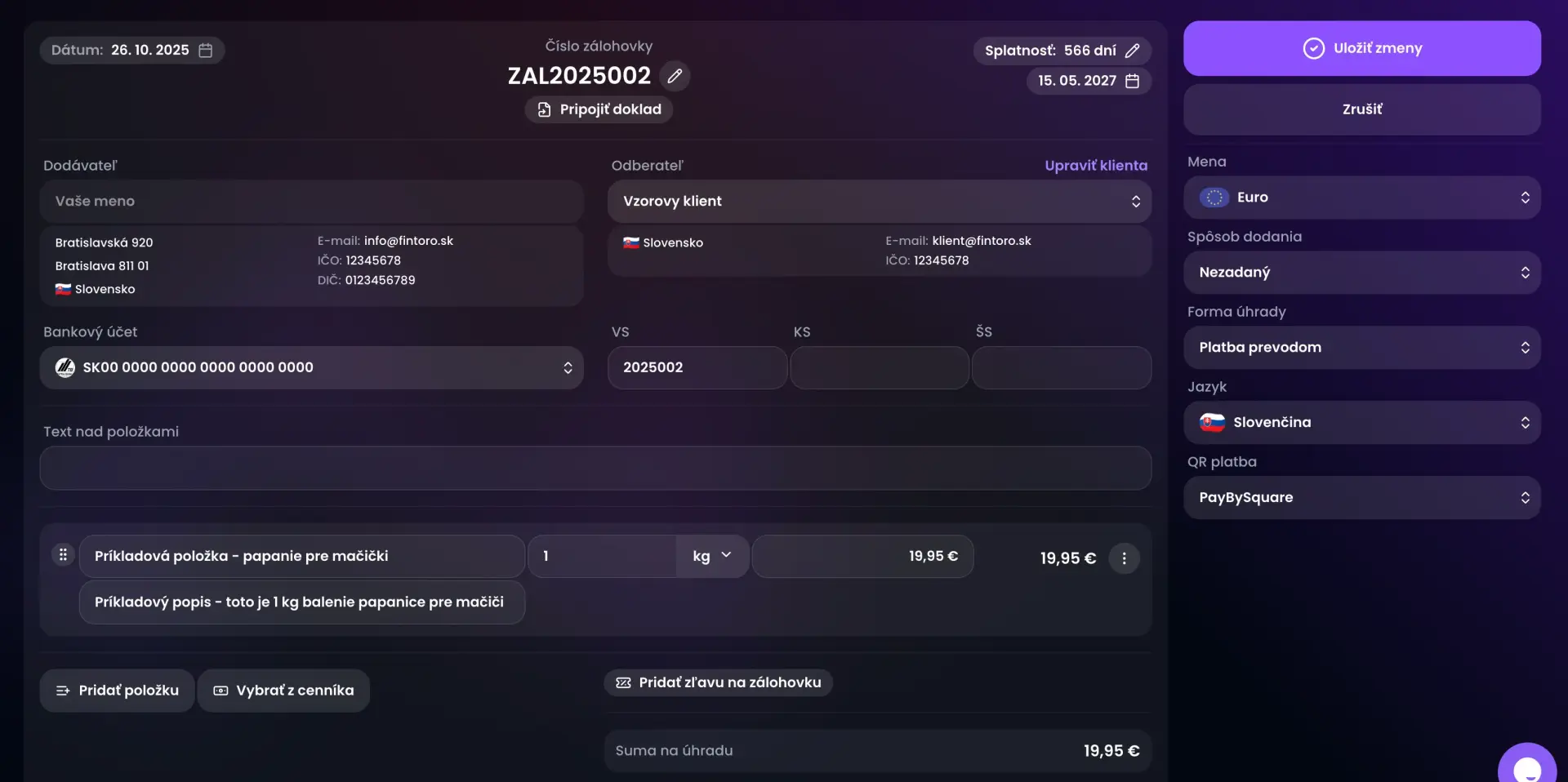 Zálohová faktúra, proforma, predfaktúra tvorba a vystavovanie